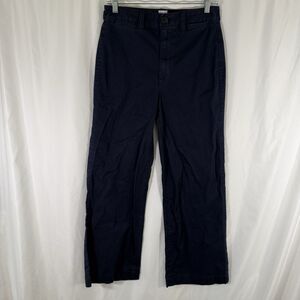 Gap Pants Women's 4 Navy Blue High Rise Straight Ankle Cotton Blend Button Zip
